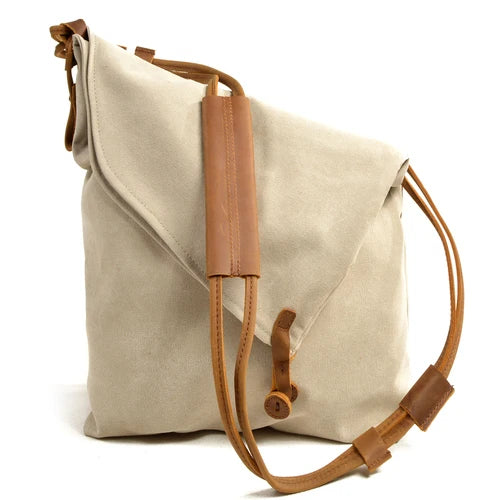 Rostro - Stylish canvas shoulder bag with leather straps