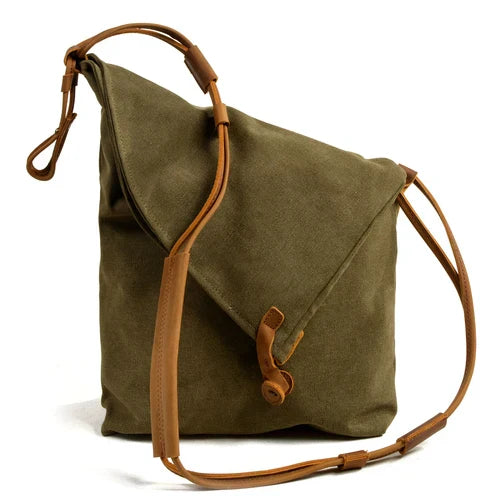 Rostro - Stylish canvas shoulder bag with leather straps