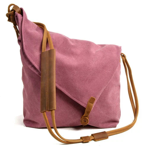 Rostro - Stylish canvas shoulder bag with leather straps