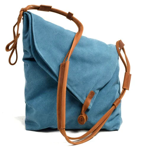 Rostro - Stylish canvas shoulder bag with leather straps