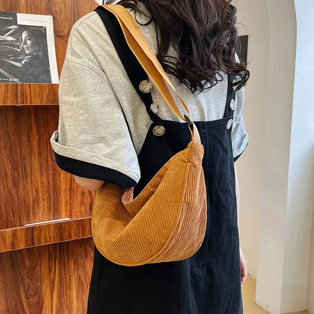 Adelius - Chic corduroy shoulder bag with an elegant design