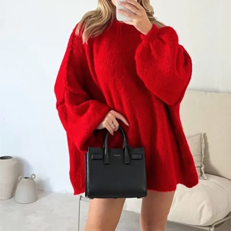 Imogen - Oversized knit sweater with contrast turtleneck