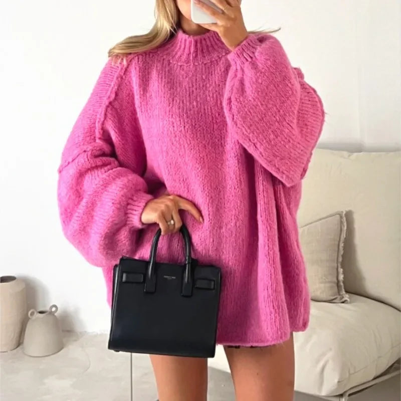 Imogen - Oversized knit sweater with contrast turtleneck