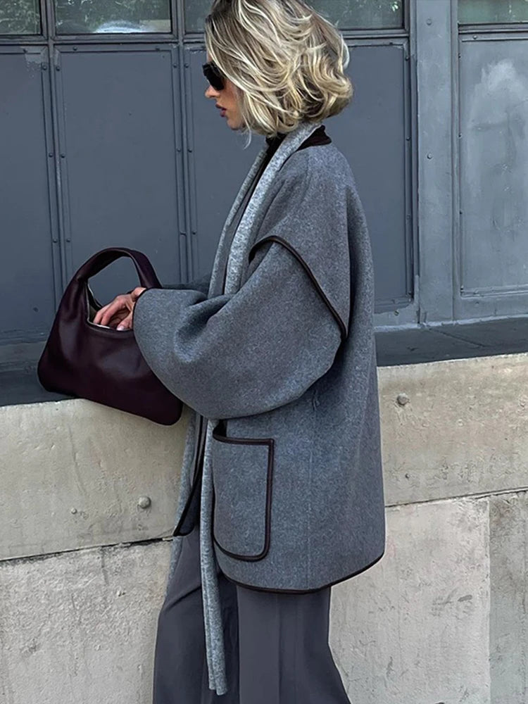 Vintage Gray Belted Women's Coat