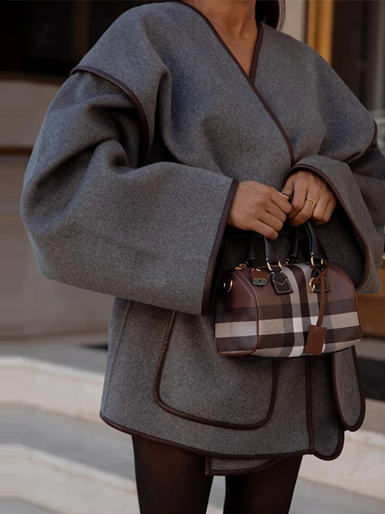 Vintage Gray Belted Women's Coat