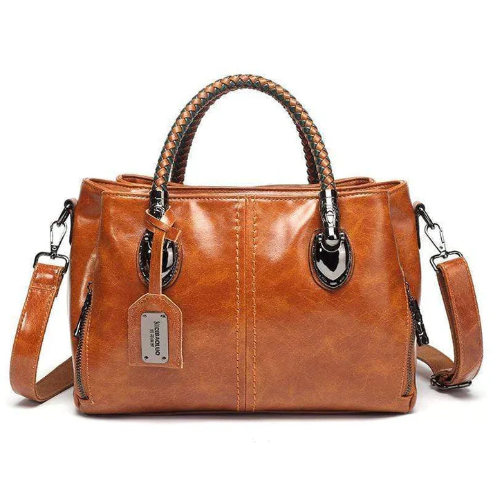 Harper - Classic leather bag with braided handles