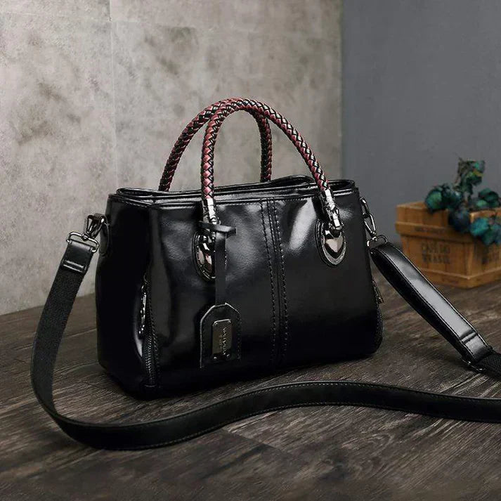 Harper - Classic leather bag with braided handles