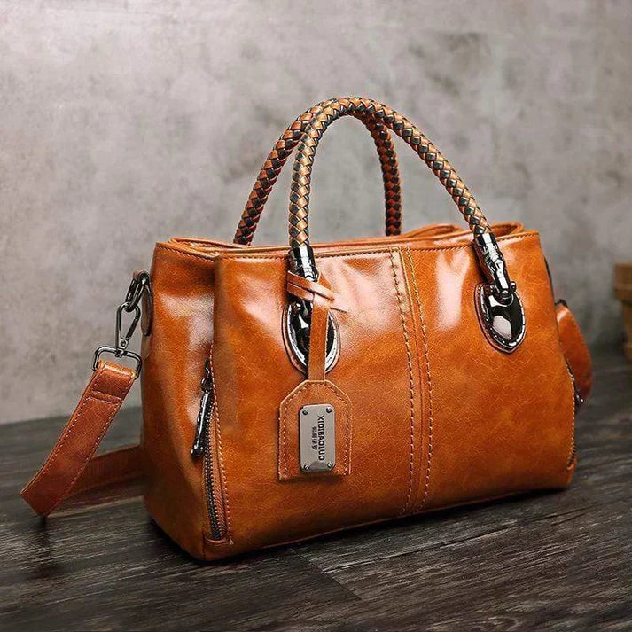 Harper - Classic leather bag with braided handles