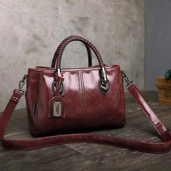 Harper - Classic leather bag with braided handles